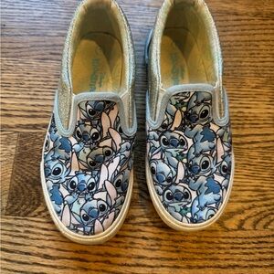 Disney Stitch girls Kids Slip-On Sneakers - Blue and silver